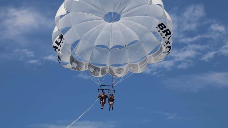 Barcelona: Parasailing with panoramic views over the sea - The speedboat ride out to the flight area