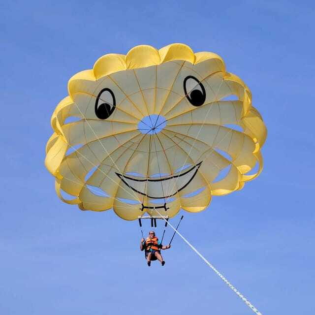 Boracay: Parasailing Adventure with Insta 360-Degree Camera - The Parachute Smiley adds a light touch