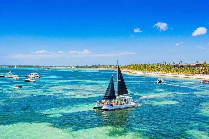 Catamaran Cruise with Snorkeling & Parasailing - Cruising toward the Natural Pool near Saona Island