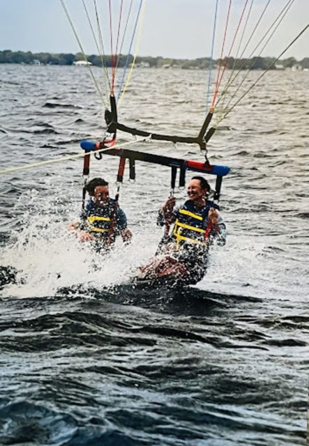 Destin: Parasailing Flight Above the Gulf of Mexico - The optional water touch before landing