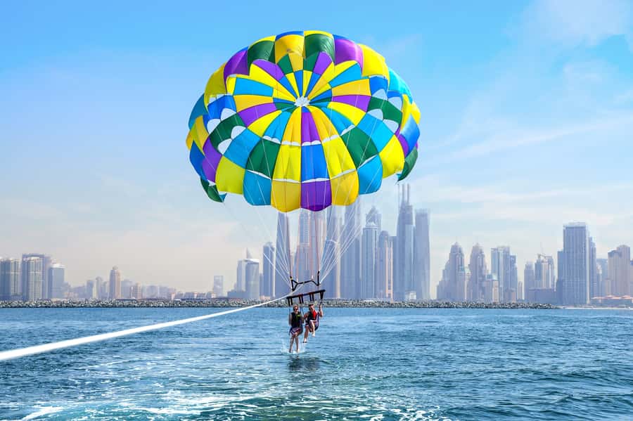 Dubai: Palm View and JBR View Parasailing Experience - From Dubai Harbour to the open Gulf