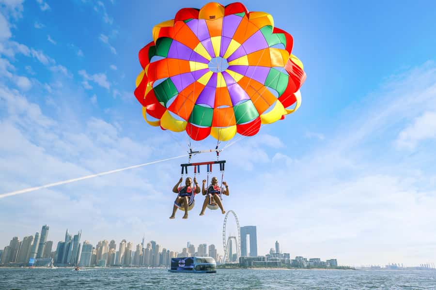 Dubai: Palm View and JBR View Parasailing Experience - The parasail flight: calm more than wild
