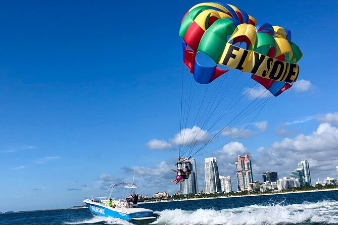 Fly South Beach Via Flysobe Parasail - Takeoff, flight, and the optional dip