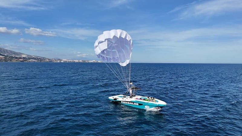 Fuengirola: Best luxury parasailing in Fuengirola - The boat ride out to the flight area