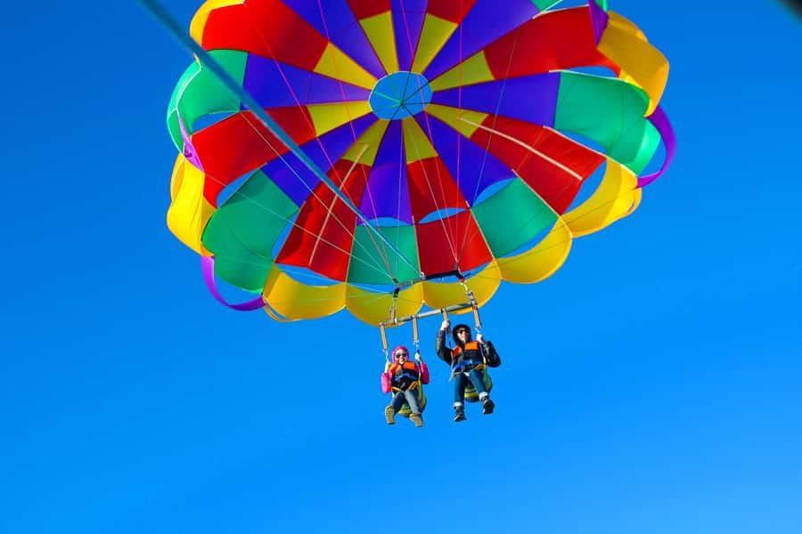 Gold Coast: Surfers Parasailing with Free Photos - From Paradise Point Marina to the open Broadwater