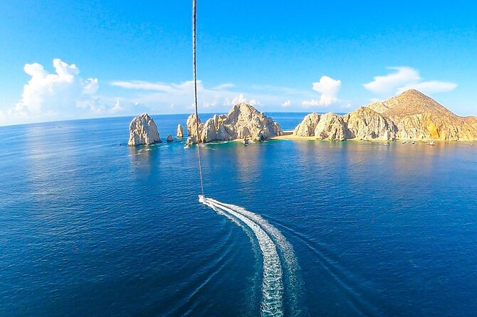 Los Cabos Parasailing Adventure Skybound over Cabo San Lucas Bay - El Arco from the air