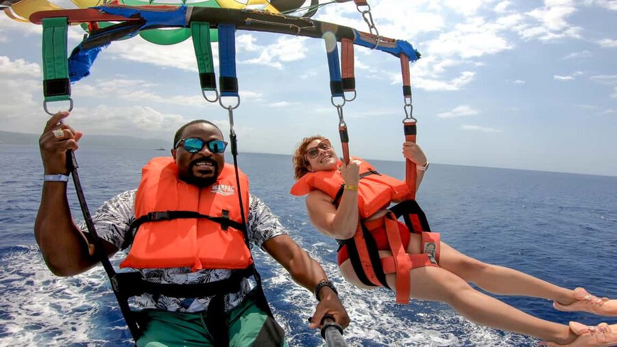 Montego Bay: Parasailing and Jet Ski Combo with Pickup - The parasail gives you Montego Bay from above