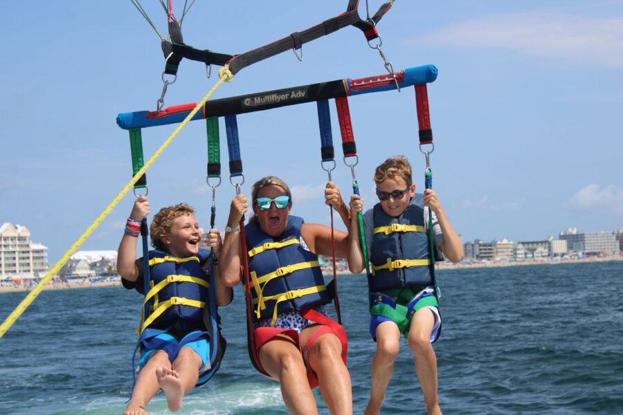 Ocean City, MD: Ocean Parasailing Adventure - Getting strapped in for a tandem or triple flight