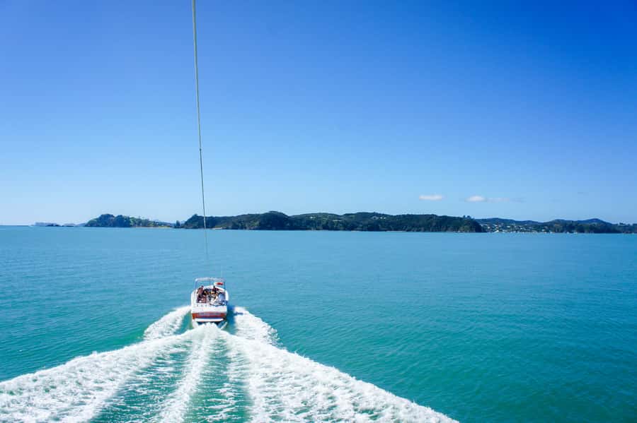 Paihia: Bay of Islands Parasailing Flight - A smooth lift from the boat