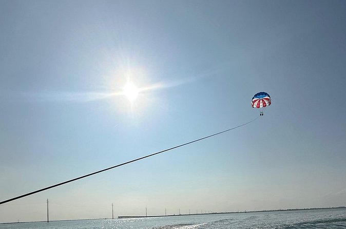 Parasailing Excursion in South Padre Island - Looking toward the SpaceX launch facility